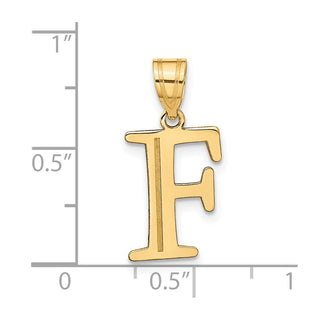 14k Yellow Gold Polished Etched Letter F Initial Pendant