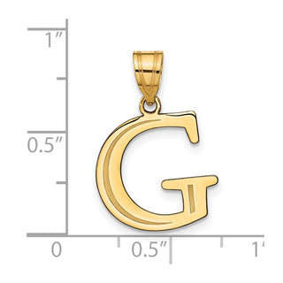 14k Yellow Gold Polished Etched Letter G Initial Pendant
