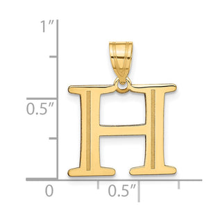 14k Yellow Gold Polished Etched Letter H Initial Pendant