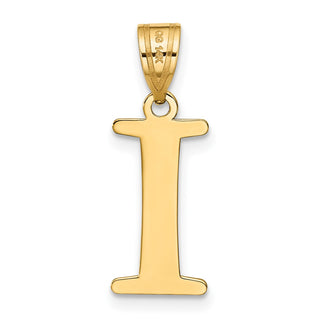 14k Yellow Gold Polished Etched Letter I Initial Pendant