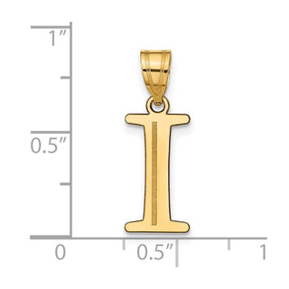 14k Yellow Gold Polished Etched Letter I Initial Pendant