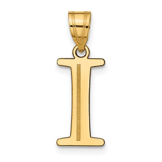 14k Yellow Gold Polished Etched Letter I Initial Pendant