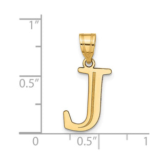 14k Yellow Gold Polished Etched Letter J Initial Pendant