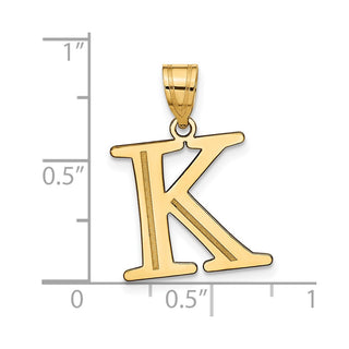 14k Yellow Gold Polished Etched Letter K Initial Pendant