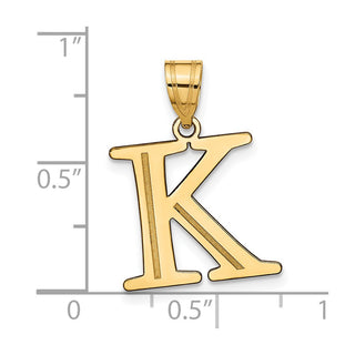 14k Yellow Gold Polished Etched Letter K Initial Pendant