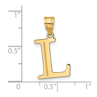 14k Yellow Gold Polished Etched Letter L Initial Pendant