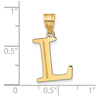 14k Yellow Gold Polished Etched Letter L Initial Pendant