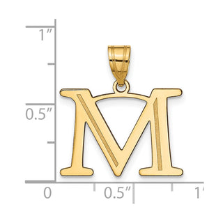 14k Yellow Gold Polished Etched Letter M Initial Pendant