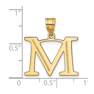14k Yellow Gold Polished Etched Letter M Initial Pendant