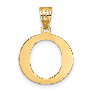 14k Yellow Gold Polished Etched Letter O Initial Pendant