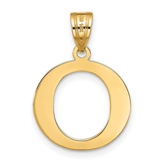 14k Yellow Gold Polished Etched Letter O Initial Pendant