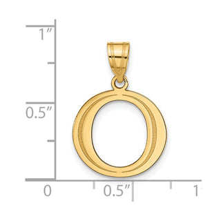 14k Yellow Gold Polished Etched Letter O Initial Pendant