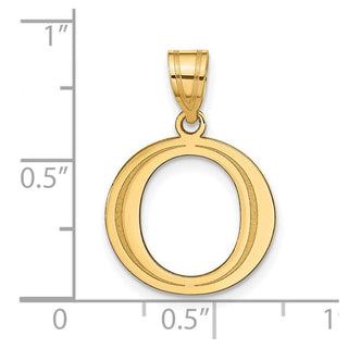 14k Yellow Gold Polished Etched Letter O Initial Pendant