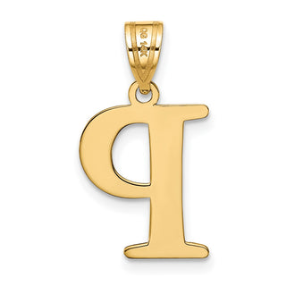 14k Yellow Gold Polished Etched Letter P Initial Pendant