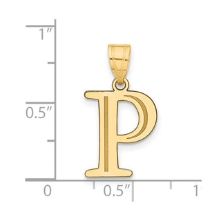 14k Yellow Gold Polished Etched Letter P Initial Pendant