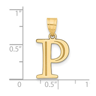14k Yellow Gold Polished Etched Letter P Initial Pendant