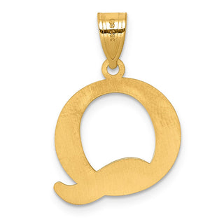 14k Yellow Gold Polished Etched Letter Q Initial Pendant