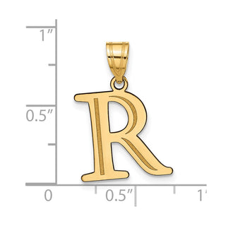 14k Yellow Gold Polished Etched Letter R Initial Pendant