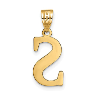 14k Yellow Gold Polished Etched Letter S Initial Pendant