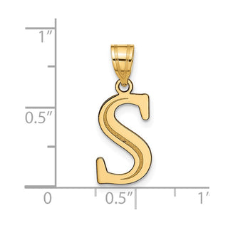 14k Yellow Gold Polished Etched Letter S Initial Pendant