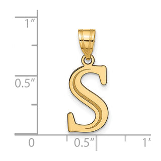 14k Yellow Gold Polished Etched Letter S Initial Pendant