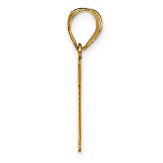14k Yellow Gold Polished Etched Letter T Initial Pendant