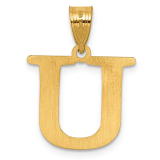 14k Yellow Gold Polished Etched Letter U Initial Pendant