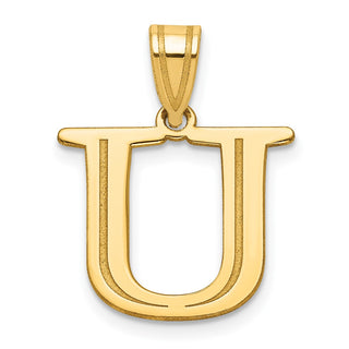 14k Yellow Gold Polished Etched Letter U Initial Pendant