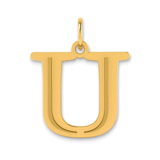 14k Yellow Gold Polished Etched Letter U Initial Pendant