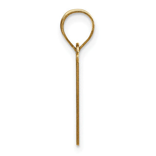 14k Yellow Gold Polished Etched Letter V Initial Pendant