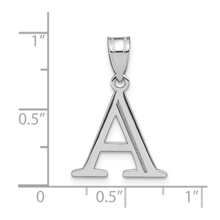 14k White Gold Polished Etched Letter A Initial Pendant