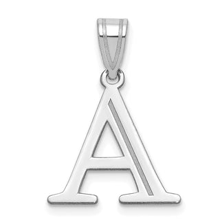 14k White Gold Polished Etched Letter A Initial Pendant