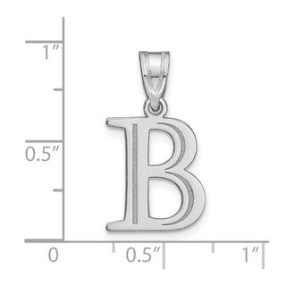 14k White Gold Polished Etched Letter B Initial Pendant