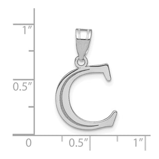 14k White Gold Polished Etched Letter C Initial Pendant