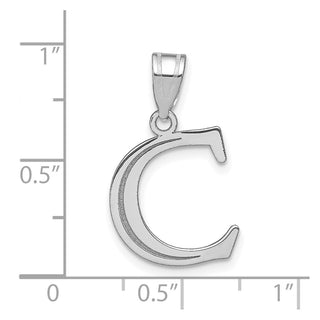 14k White Gold Polished Etched Letter C Initial Pendant