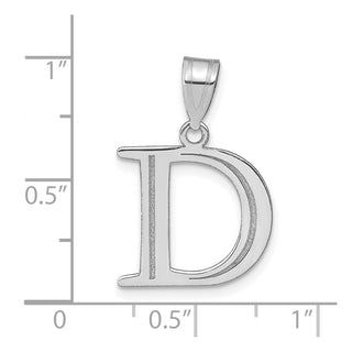 14k White Gold Polished Etched Letter D Initial Pendant