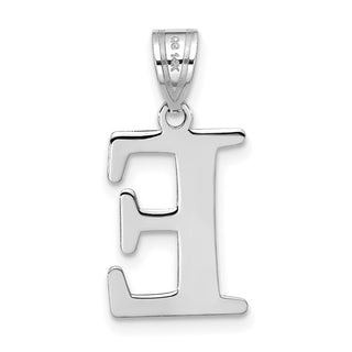 14k White Gold Polished Etched Letter E Initial Pendant