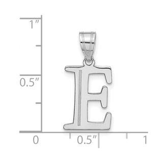14k White Gold Polished Etched Letter E Initial Pendant