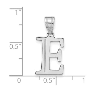 14k White Gold Polished Etched Letter E Initial Pendant