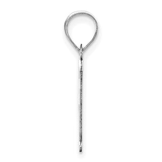 14k White Gold Polished Etched Letter F Initial Pendant