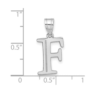 14k White Gold Polished Etched Letter F Initial Pendant