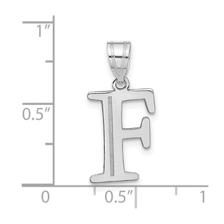 14k White Gold Polished Etched Letter F Initial Pendant
