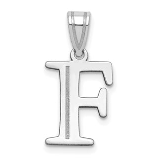 14k White Gold Polished Etched Letter F Initial Pendant
