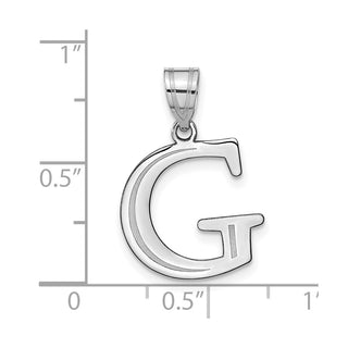 14k White Gold Polished Etched Letter G Initial Pendant