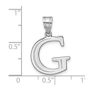 14k White Gold Polished Etched Letter G Initial Pendant