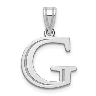 14k White Gold Polished Etched Letter G Initial Pendant