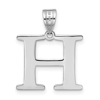 14k White Gold Polished Etched Letter H Initial Pendant