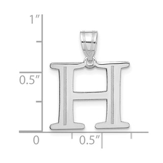 14k White Gold Polished Etched Letter H Initial Pendant