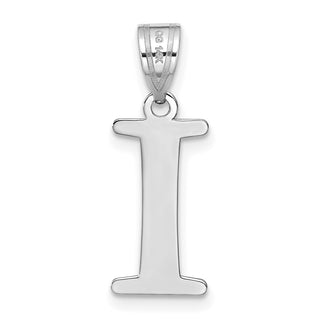 14k White Gold Polished Etched Letter I Initial Pendant