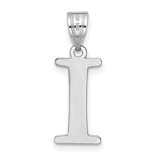14k White Gold Polished Etched Letter I Initial Pendant